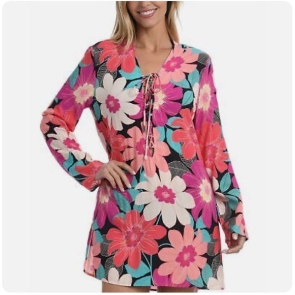 La Blanca In Full Bloom Cover Up Tunic - Picture 1 of 8